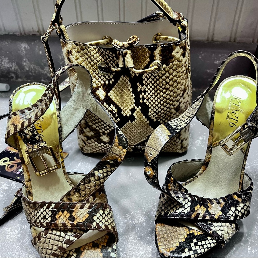 Michael Kors Snakeskin Heels and Bag Set